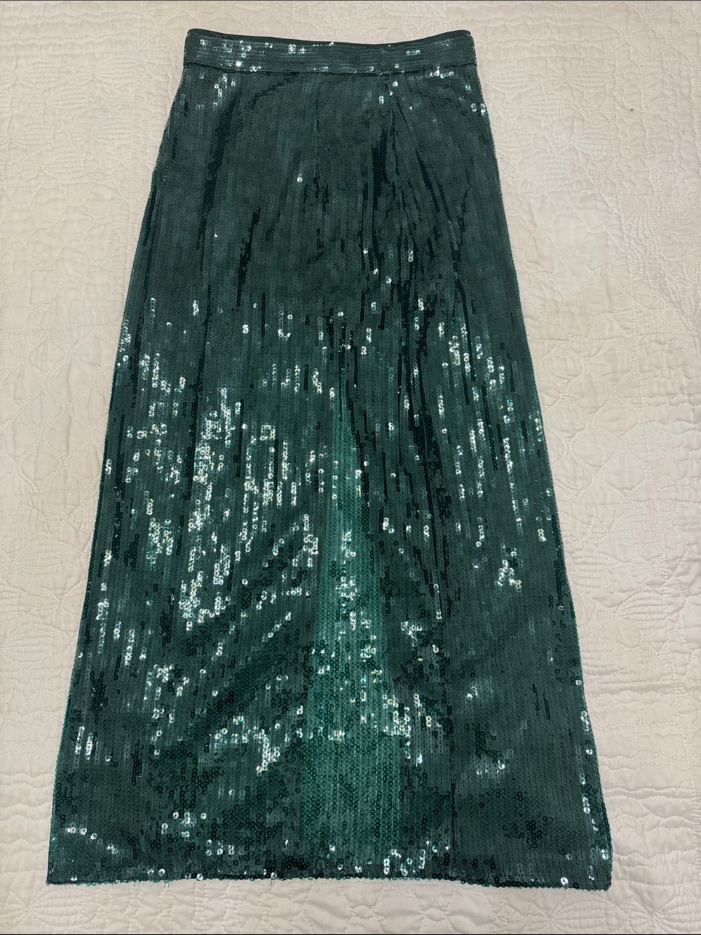 H&M Dark Green Sequin Maxi Skirt
